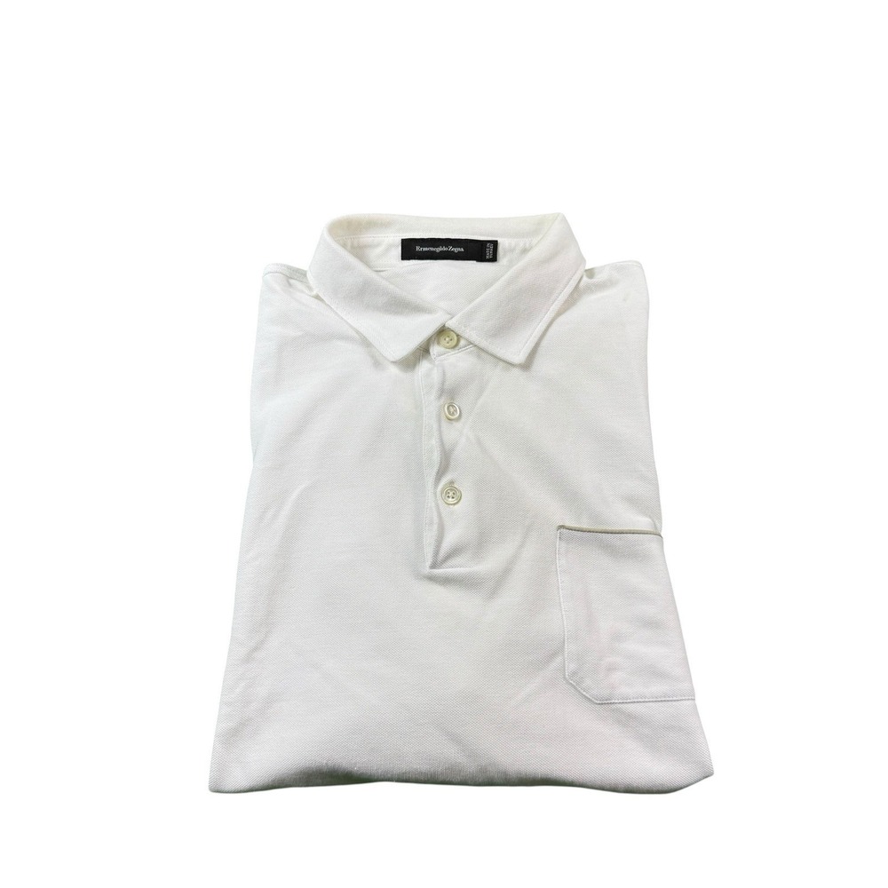 Ermenegildo Zegna White Cotton Pocket Polo Shirt Mens XL UV592 752